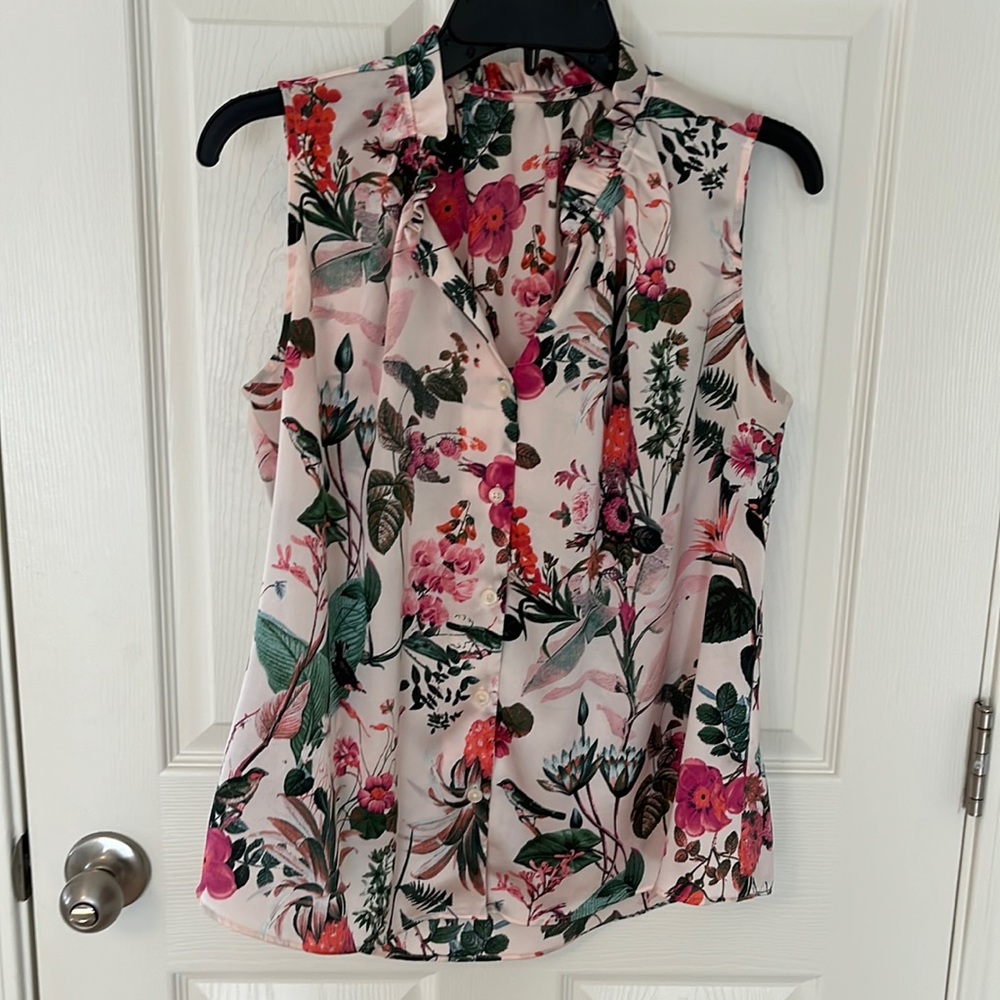 Sleeveless floral blouse